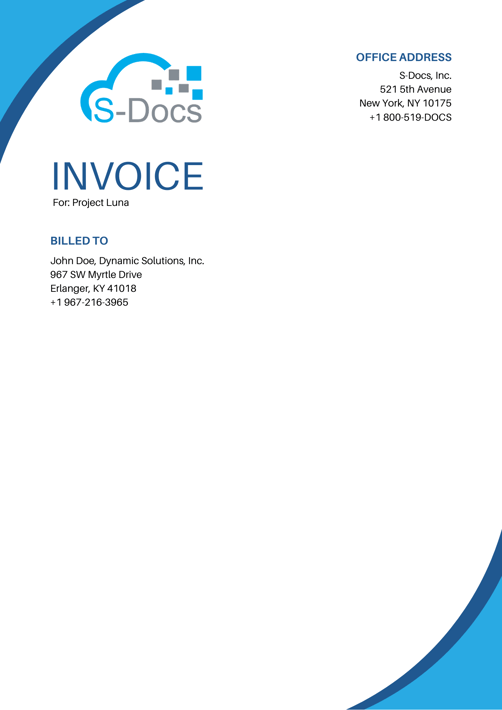 S-Docs invoice contact sheet