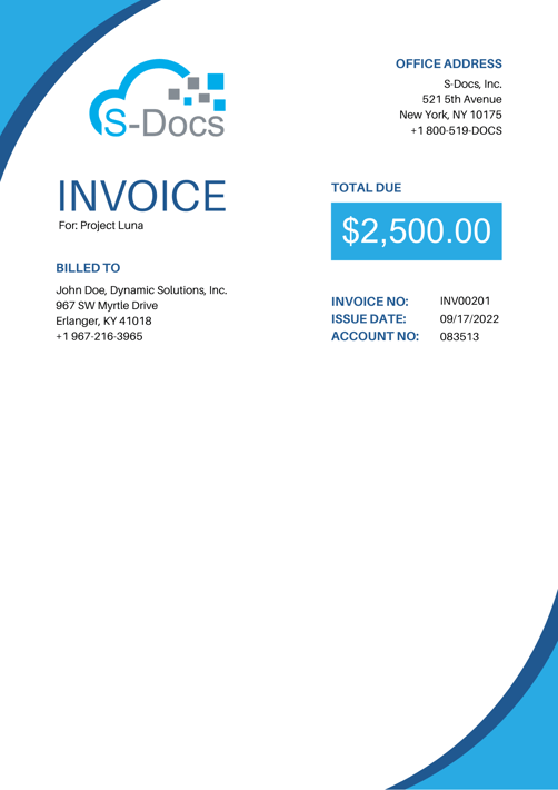 S-Docs invoice details