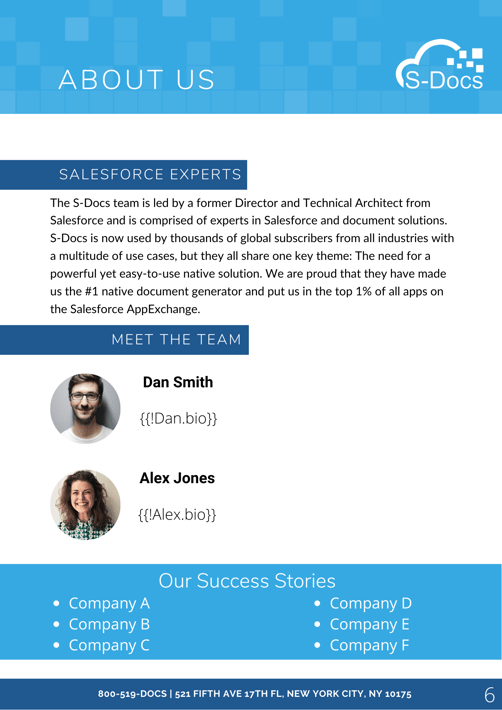 About us page in Sdocs document