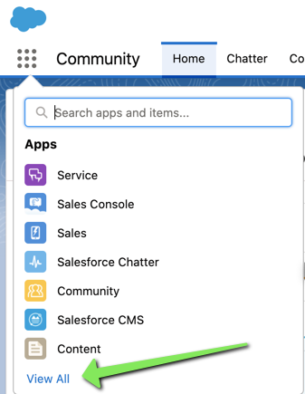 View all menu screenshot