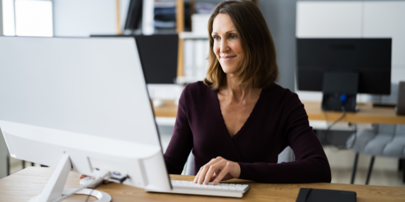 woman working remotely