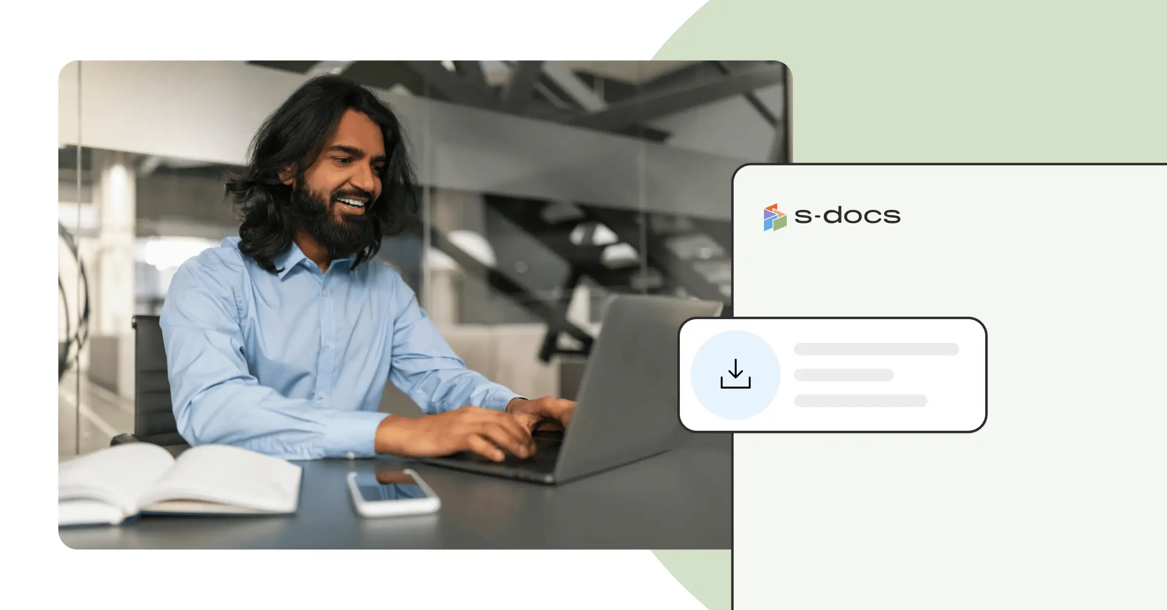 Man updating Sdocs platform on his computer